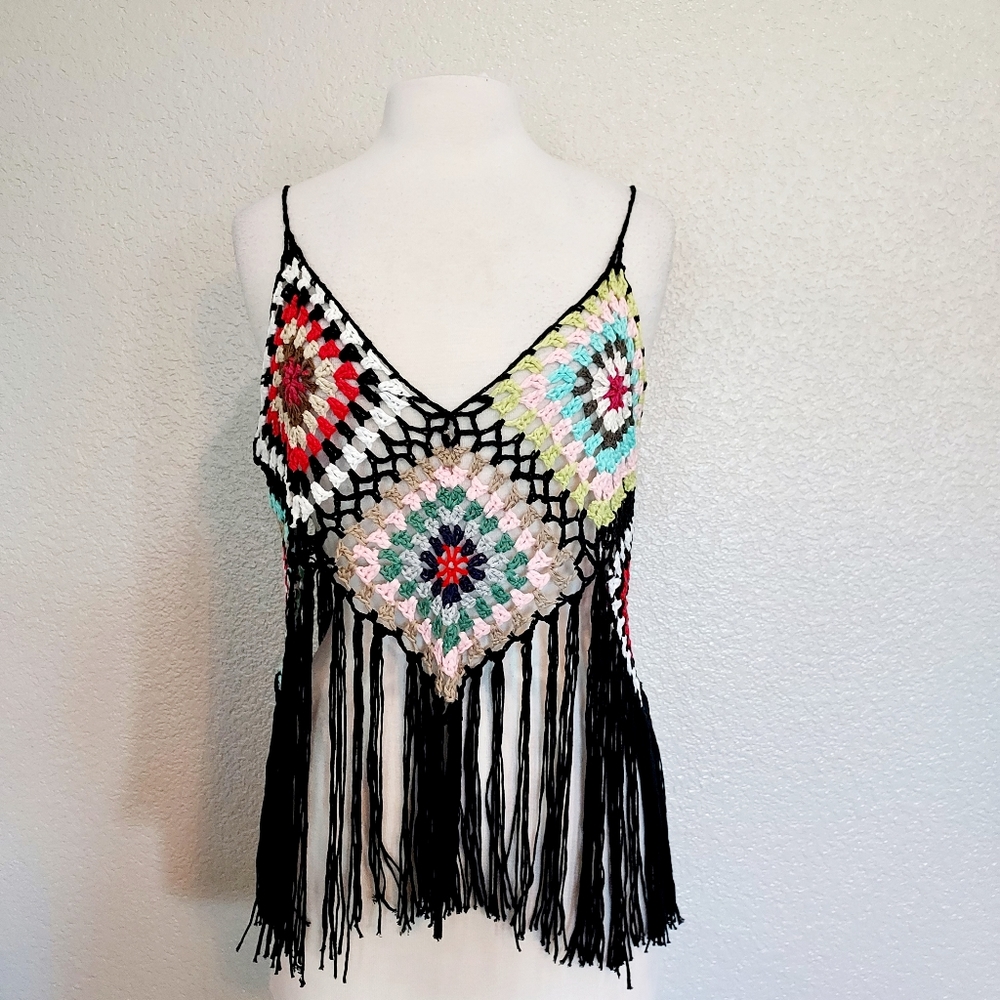 Shein Curve Colorful Knit Fringe Tank Size 2XL